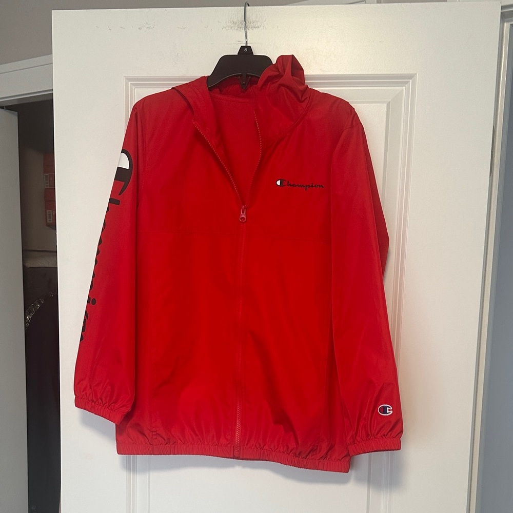 NWOT Champion Bold Red Windbreaker Jacket boys size L
